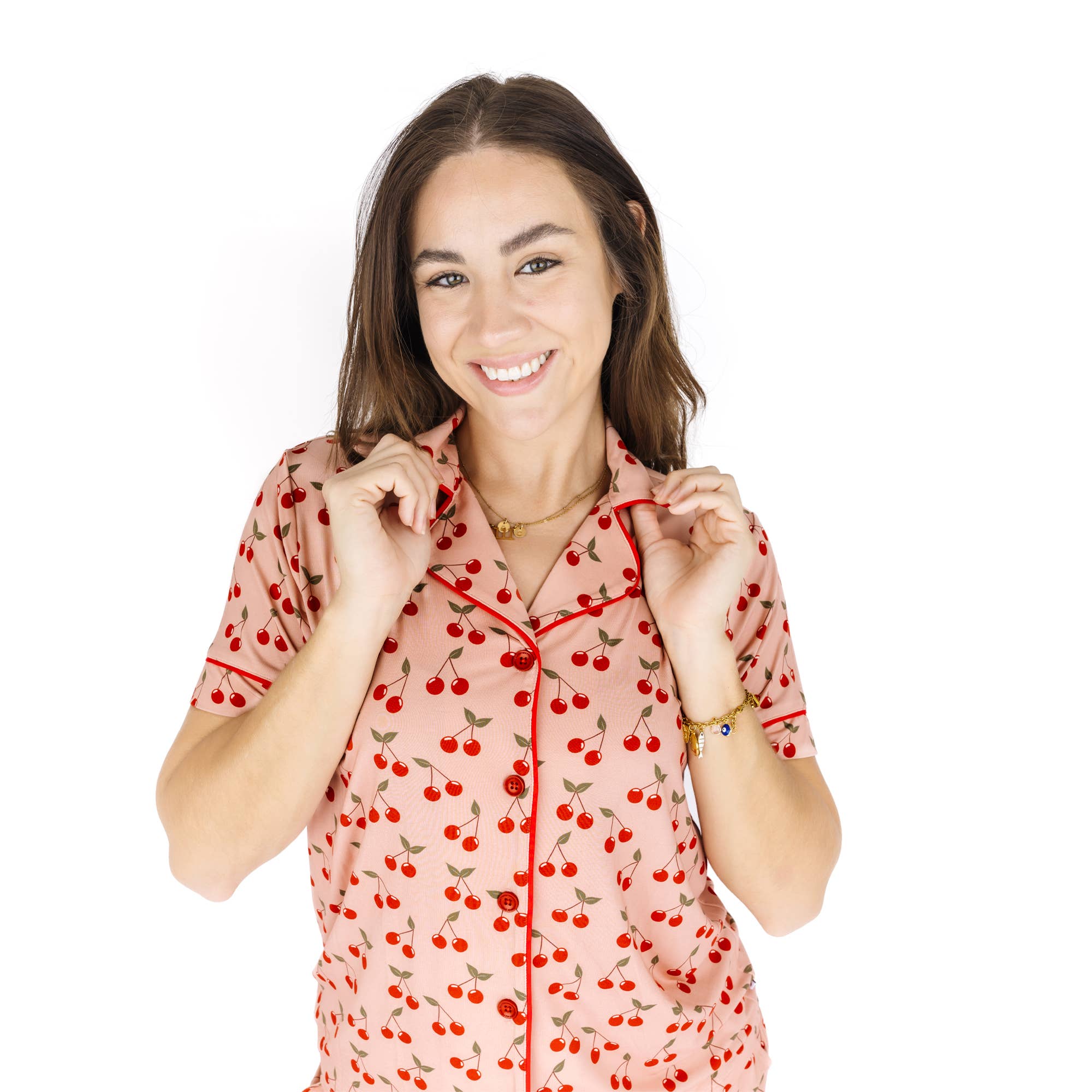Emerson and Friends - Very Cherry Bamboo Short Sleeve Shorts Set - Image 3