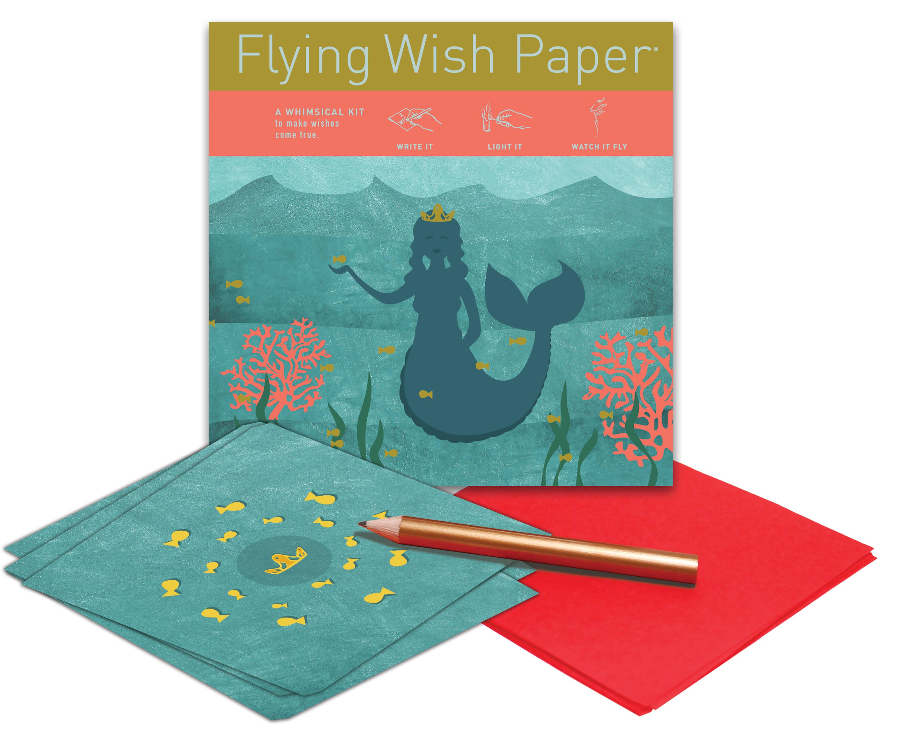 FLYING WISH PAPER ® - MERMAID / Mini Wish-Making Kit / 15 WISH PAPER™ +Accessories - Image 2