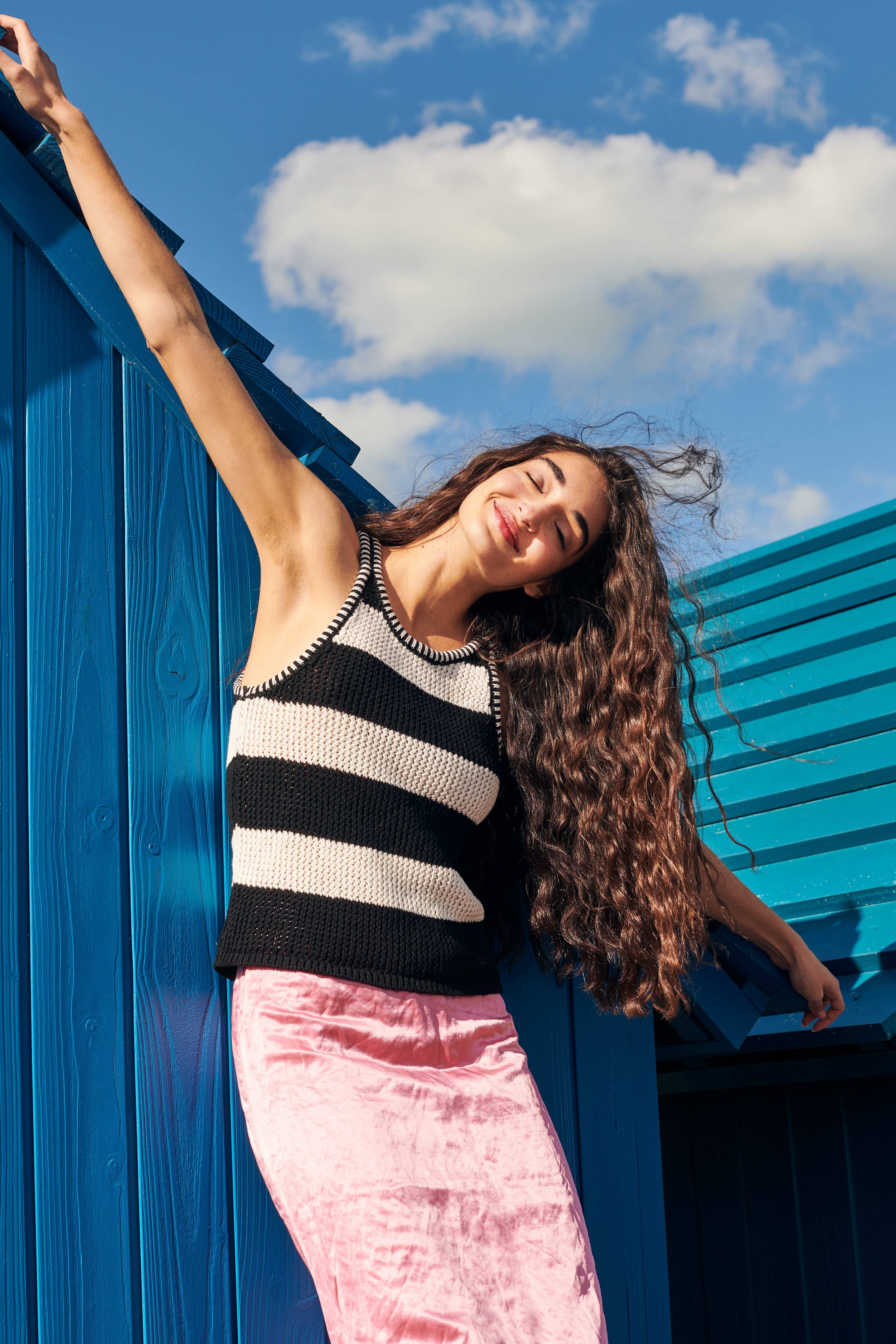 GiGi Knitwear - Mesh Cotton Tank Top in Black and White Stripe - Image 4