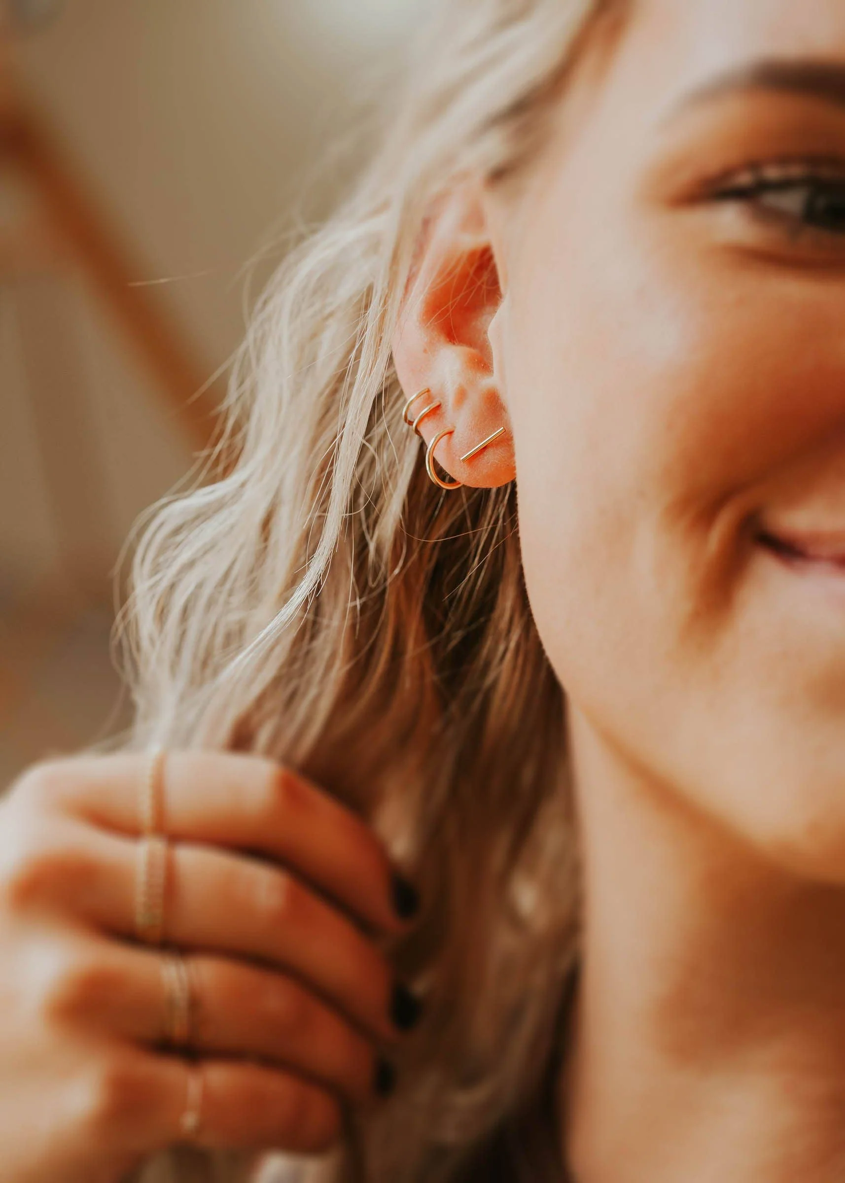 Hello Adorn - Tiny Bar Studs: 14kt Gold Fill - Image 4