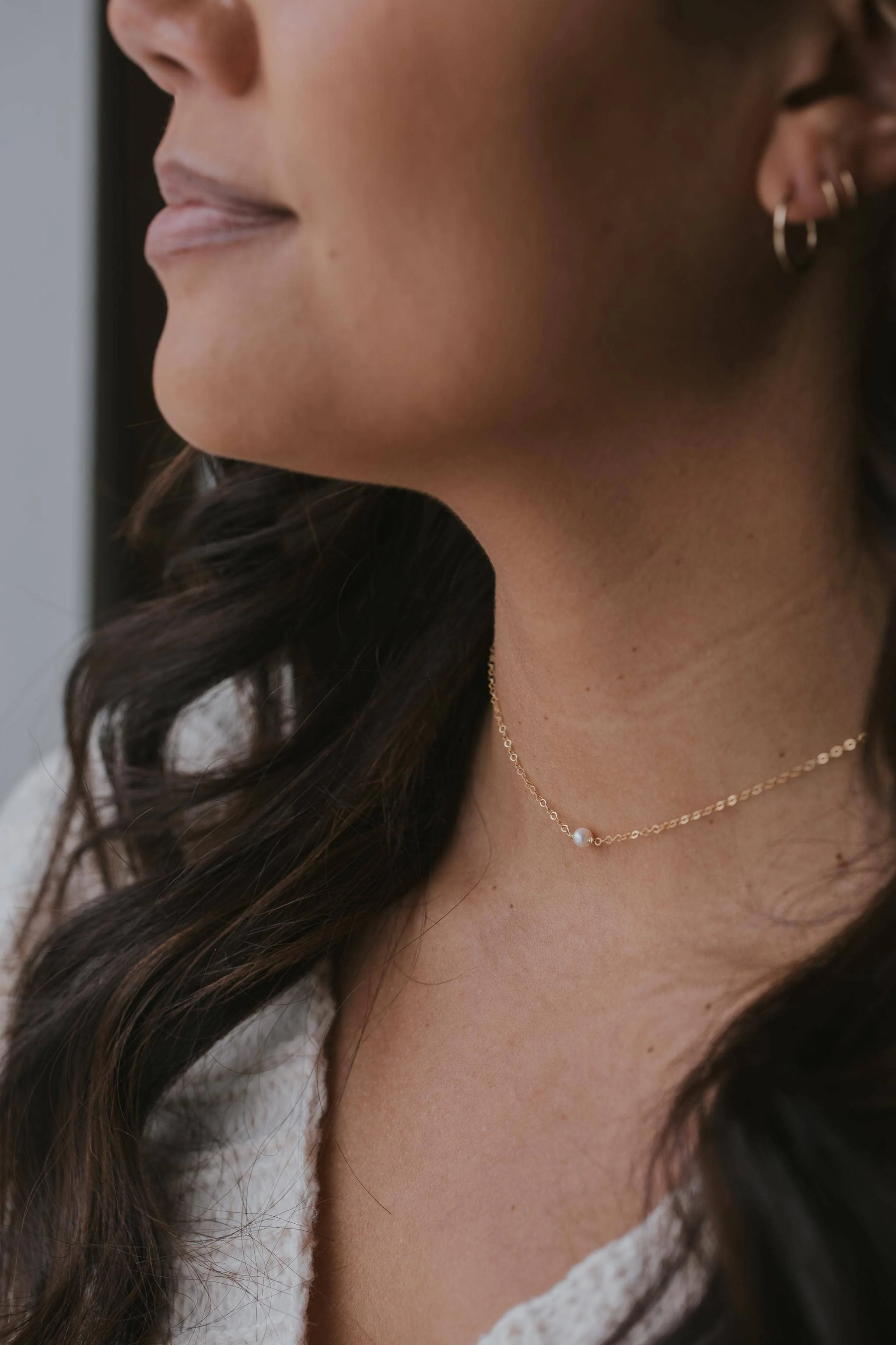 Hello Adorn - TINY Freshwater Pearl Necklace - Image 2