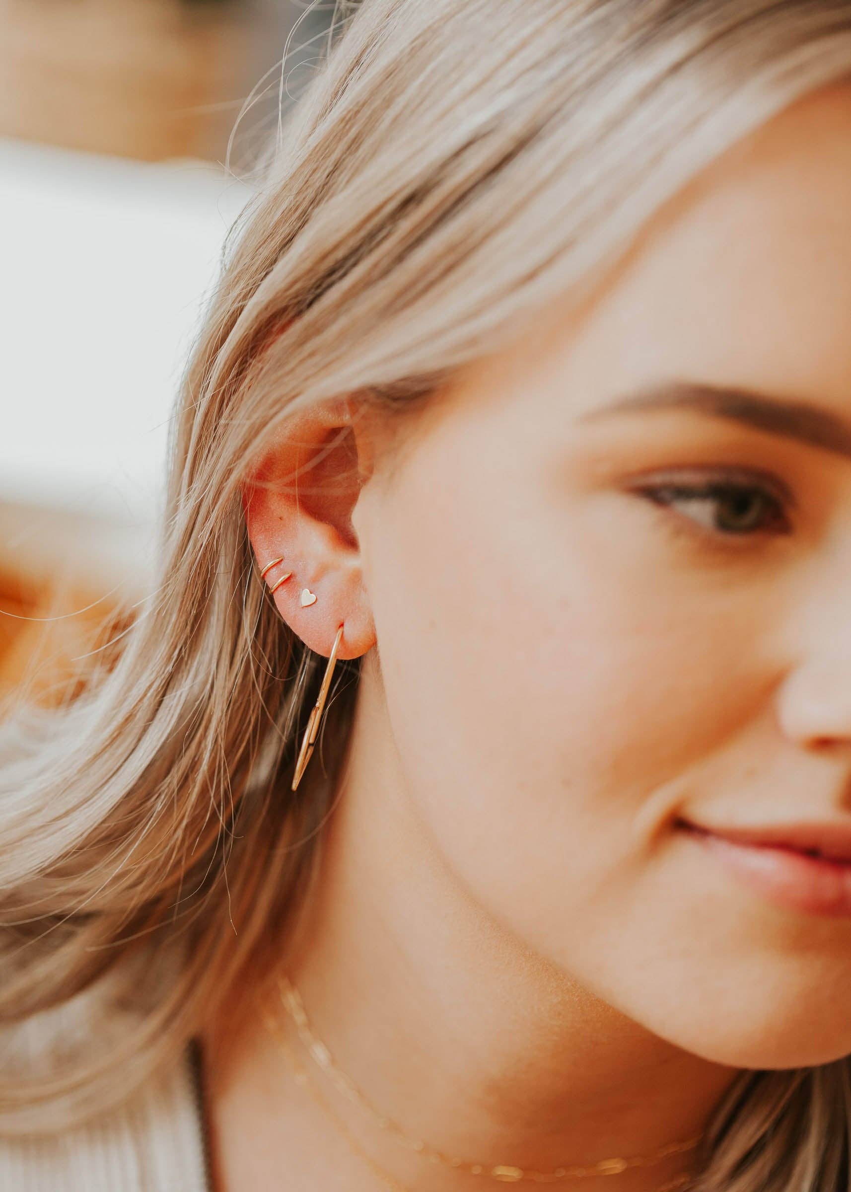 Hello Adorn - TINY Heart Studs Gold Fill - Image 4