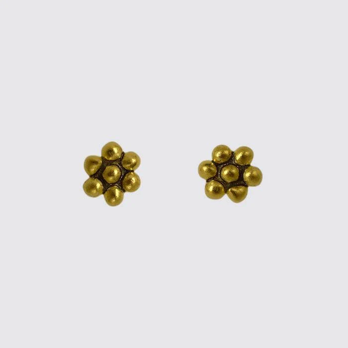Jane Diaz NY - Tiny Granulated Flower Stud Earrings: Sterling Silver - Image 2