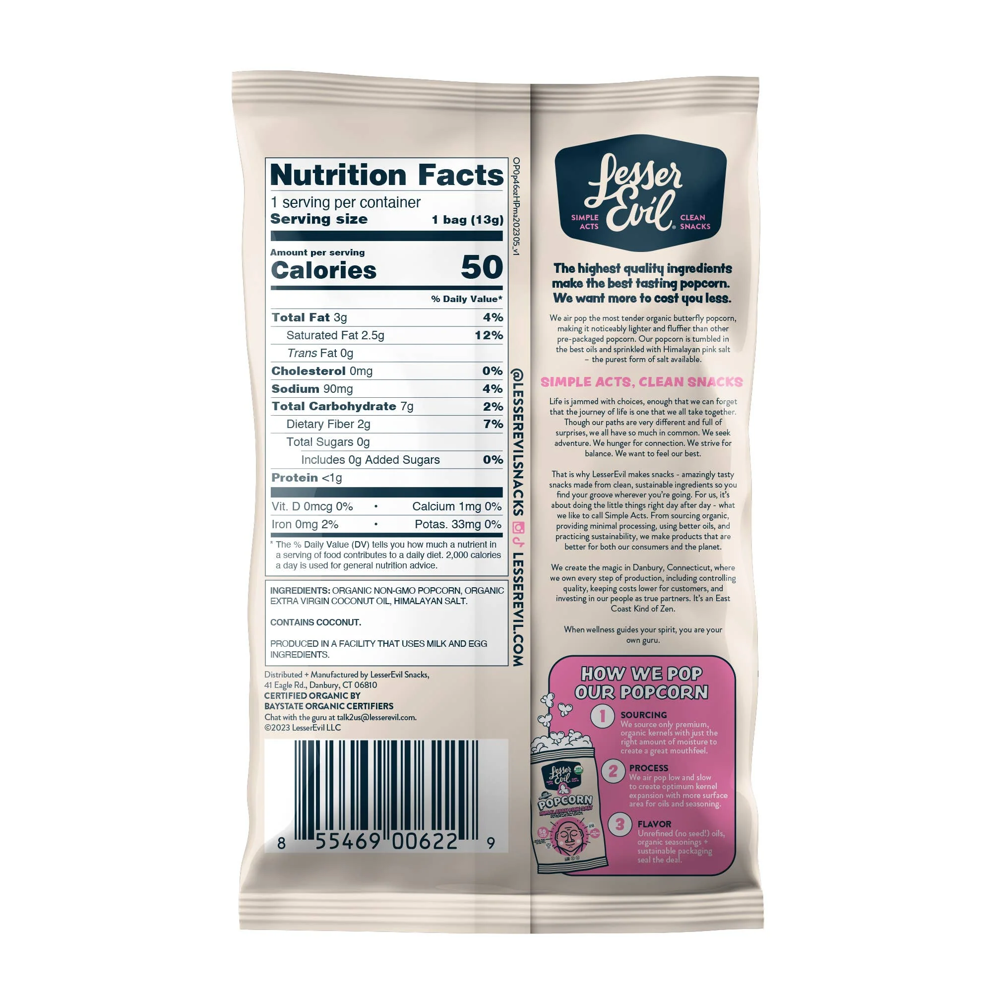 LesserEvil - Organic Popcorn, Himalayan Pink .46 oz - 96 pack - Image 2