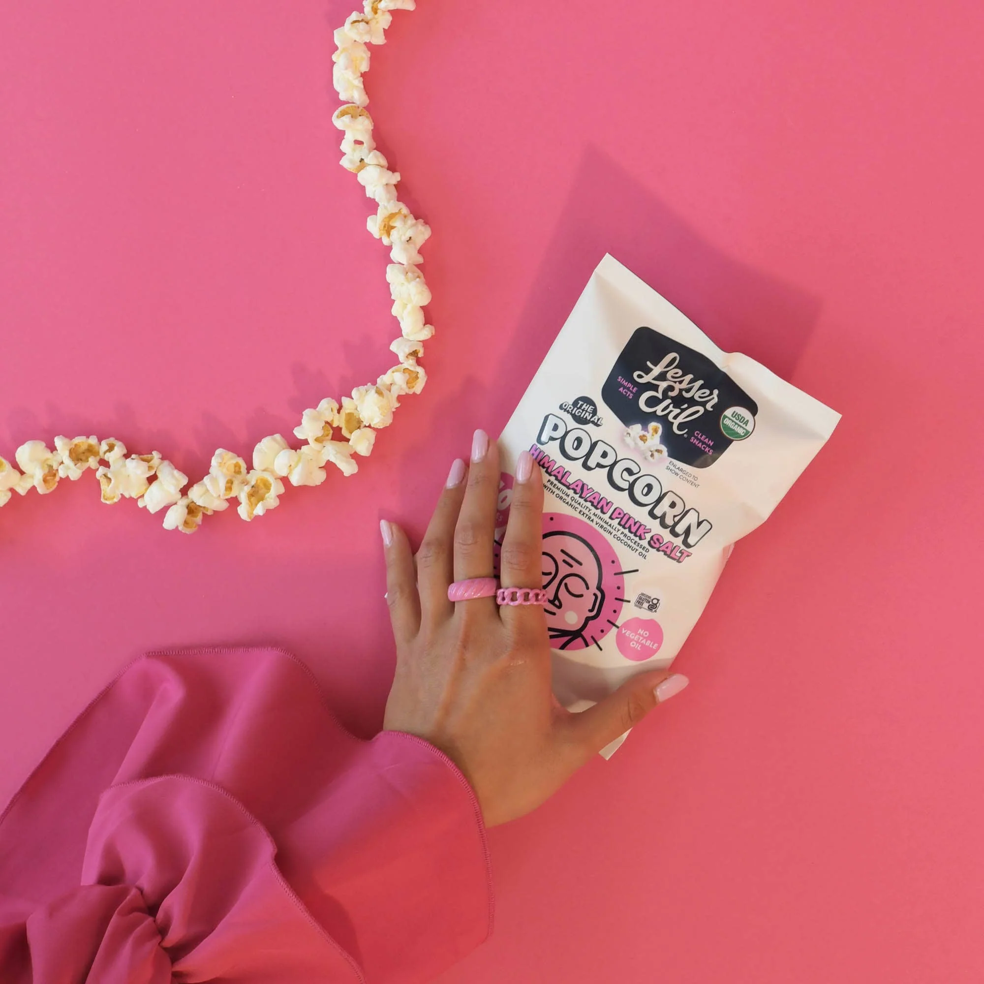 LesserEvil - Organic Popcorn, Himalayan Pink .46 oz - 96 pack - Image 3