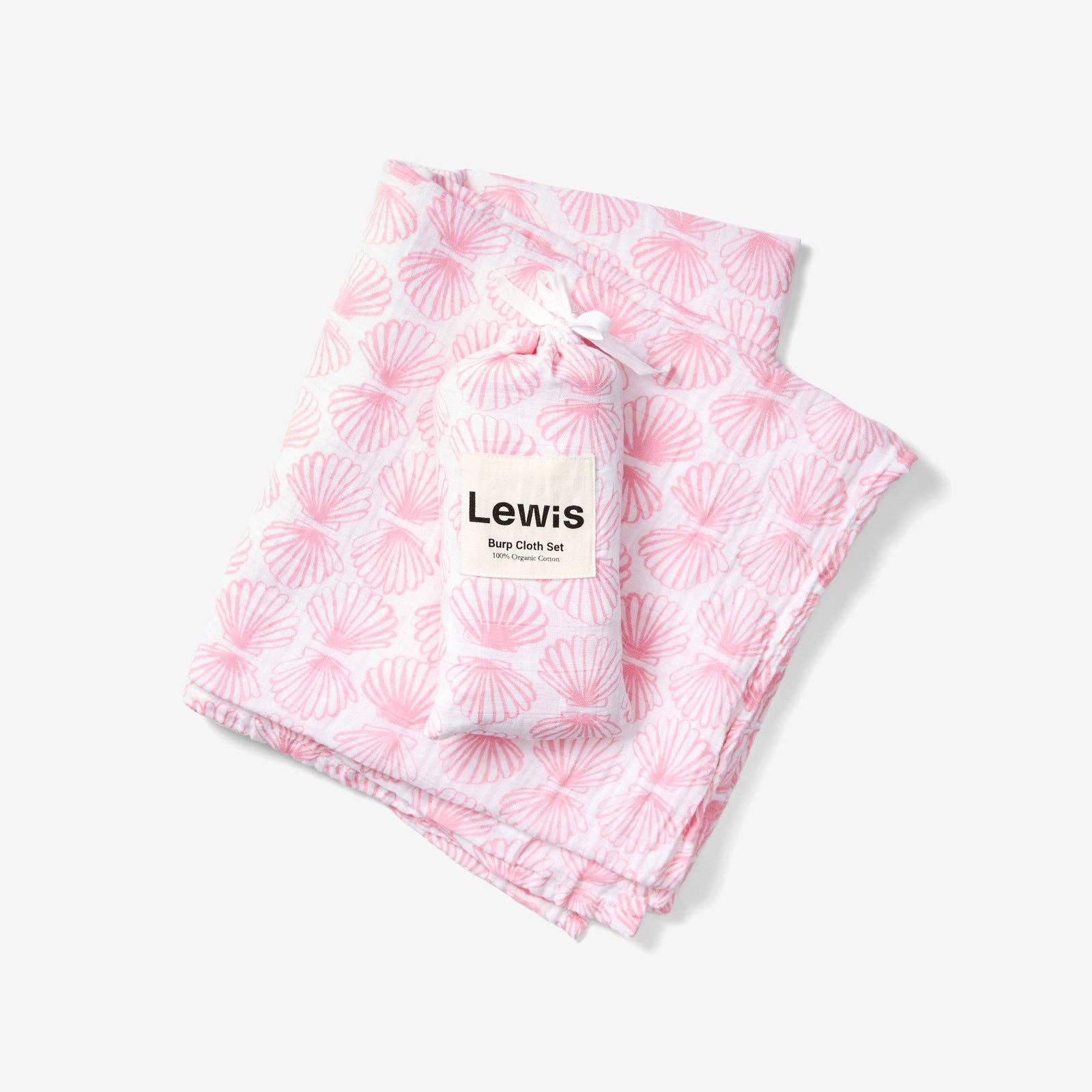 Lewis - Burp Cloth Set - Pink Scallop - Image 4