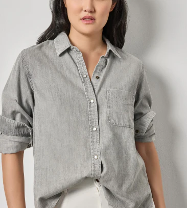 Lilla P - Denim Button Down - Grey Wash