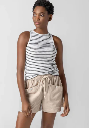 Lilla P - Patch Pocket Shorts- Black or Bone - Image 3