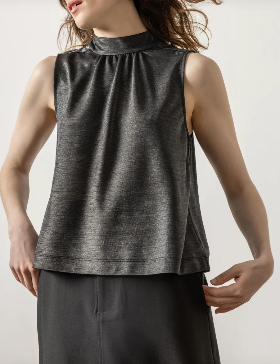 Lilla P Sparkle Sleeveless Mock Neck - Black - Image 2