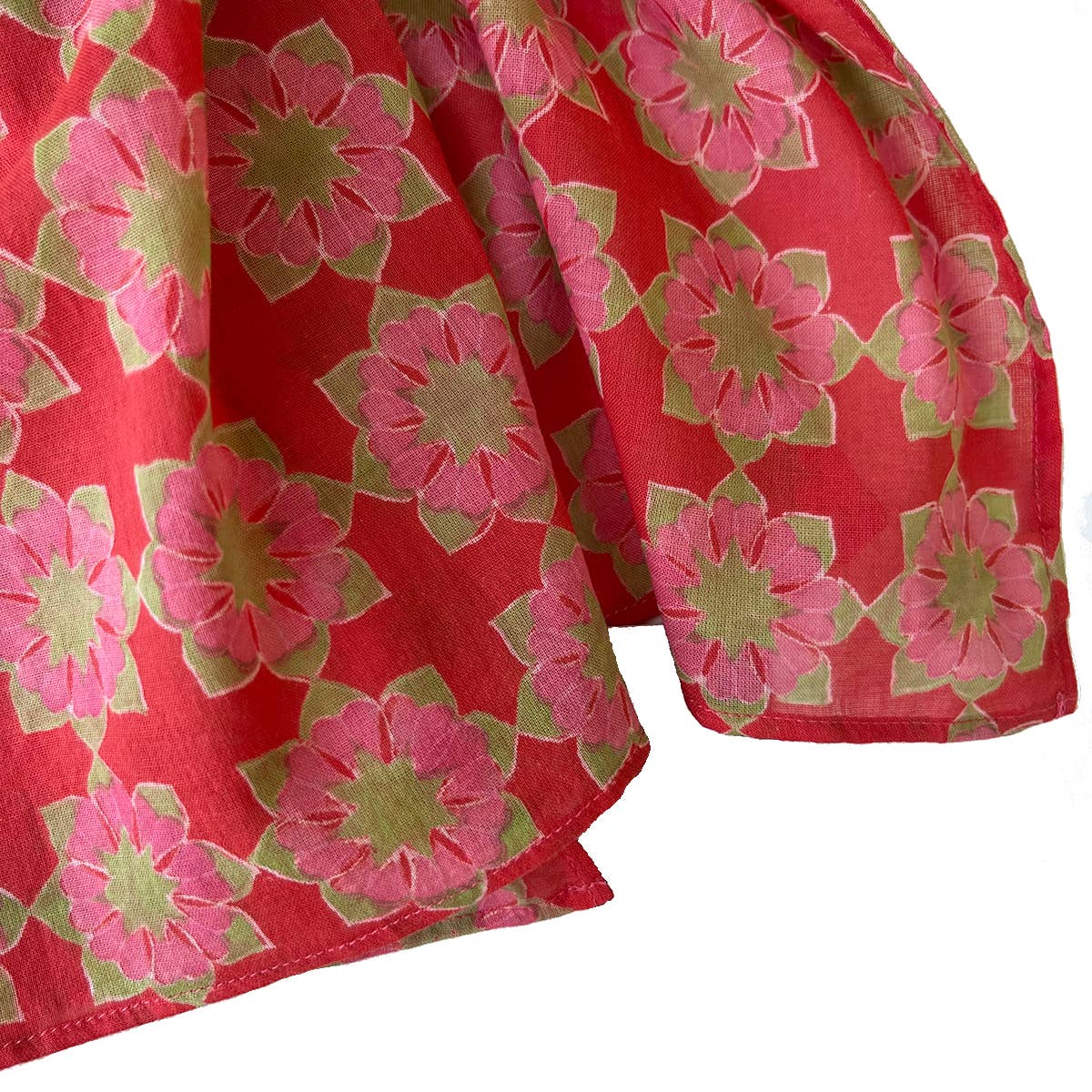 Little Journeys Chicago - Block Print Cotton Scarf - Octagonal Red - Image 2