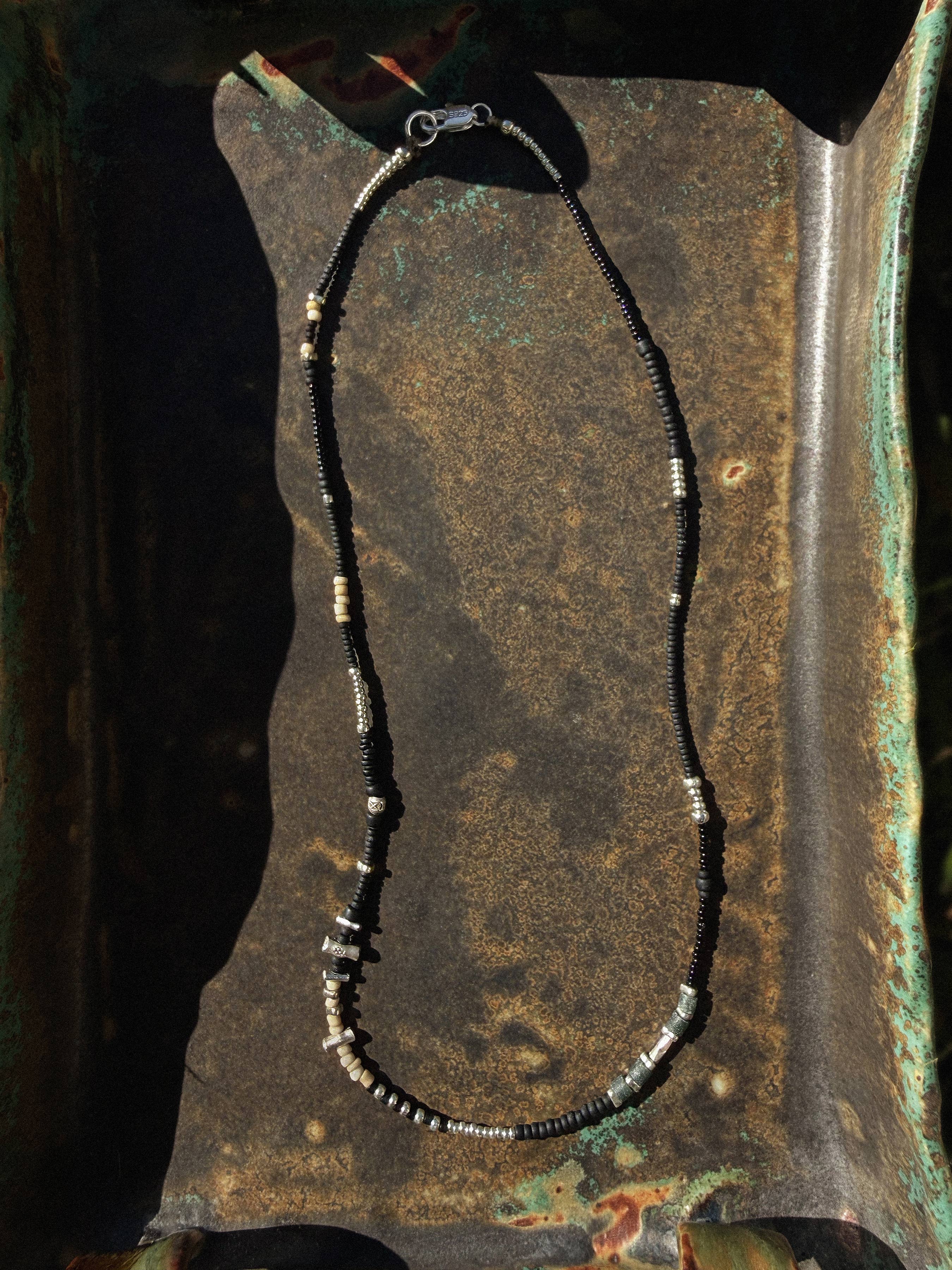 LoR - Black Core Beaded Necklace — 18 inch