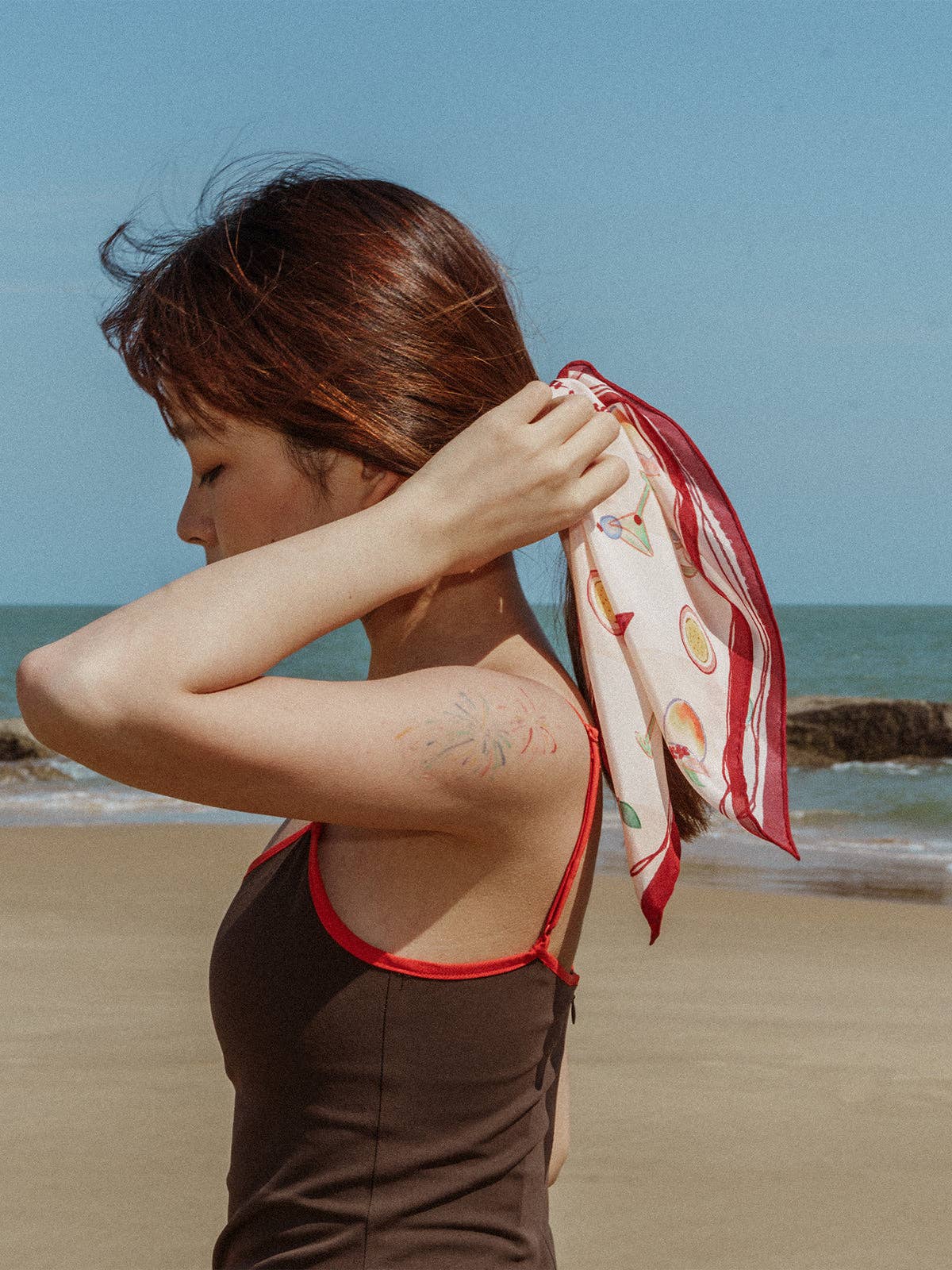 Lost Pattern Silk Bandana - Pink Martini - Image 2