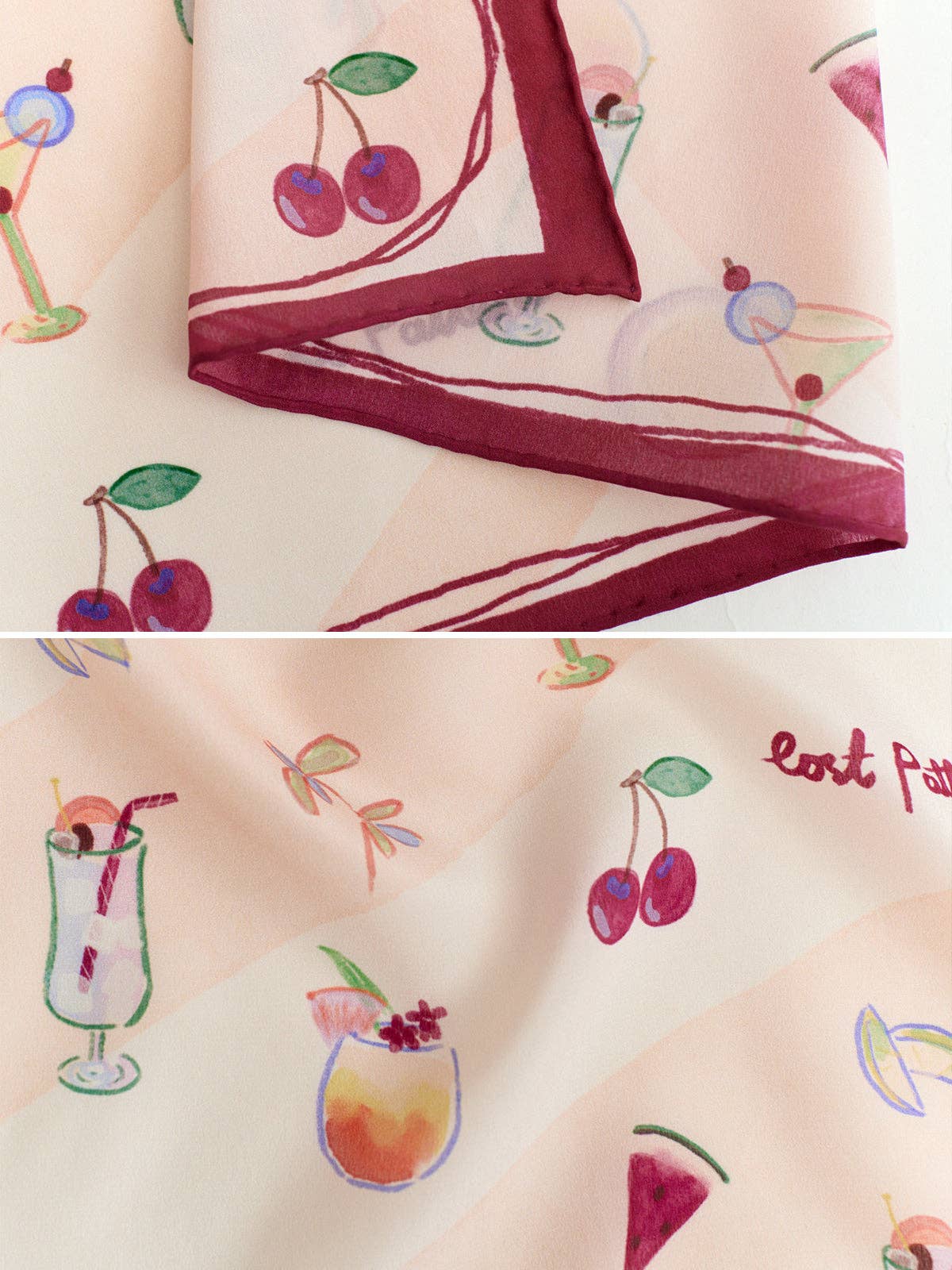 Lost Pattern Silk Bandana - Pink Martini - Image 6