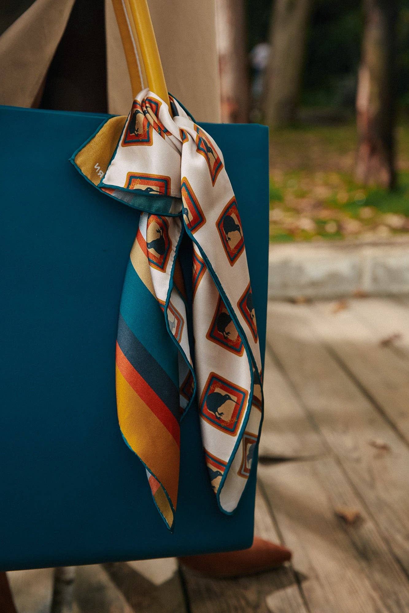 Lost Pattern Silk Bandana - Kiwi - Image 4