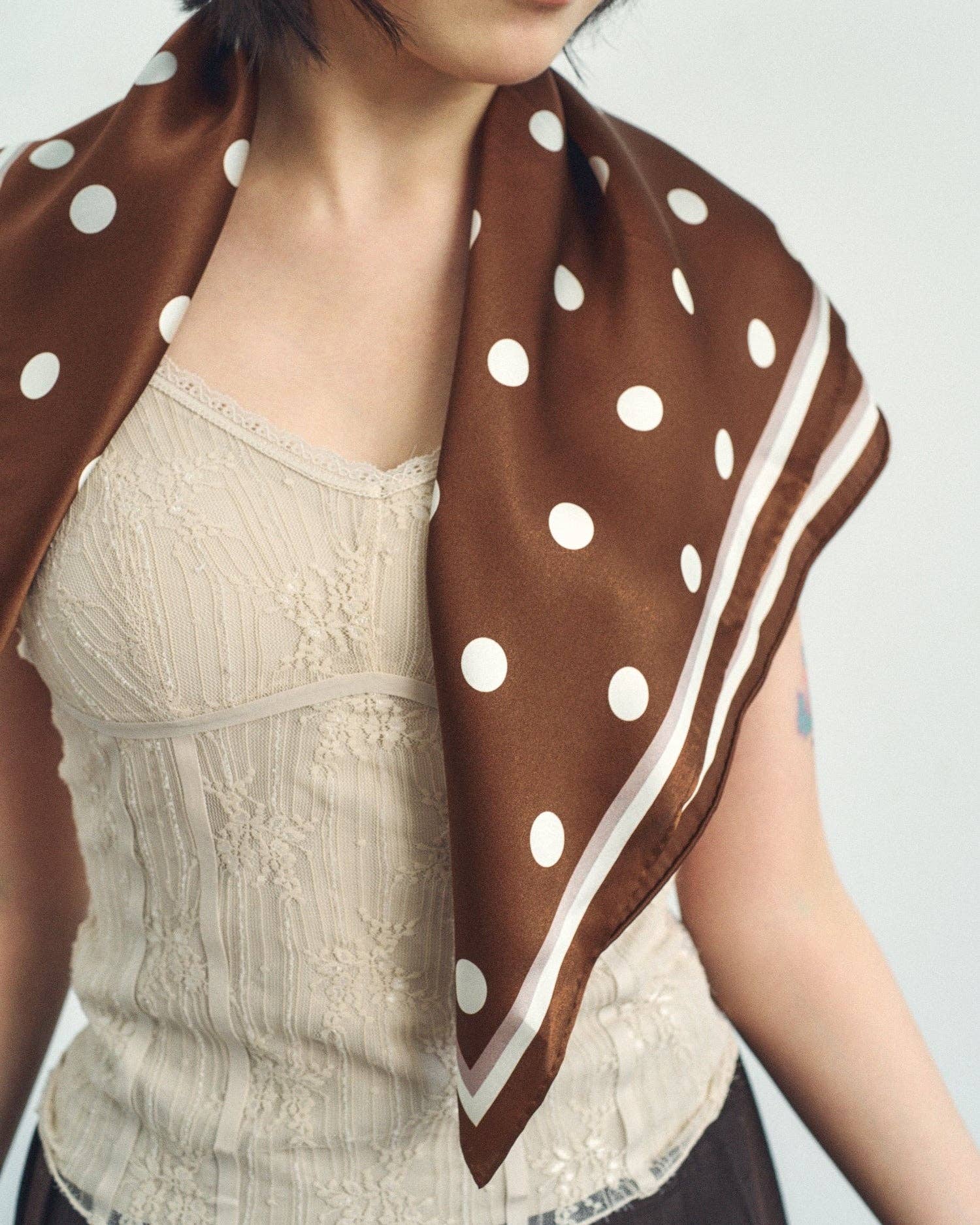 Lost Pattern Silk Scarf - Retro Polka - Image 3