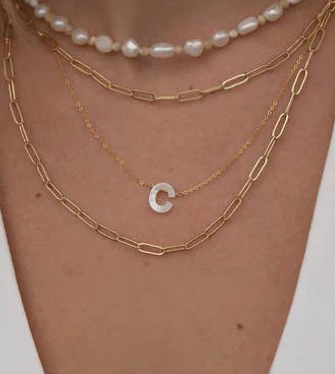 May Martin - Mother of Pearl Initial Necklace