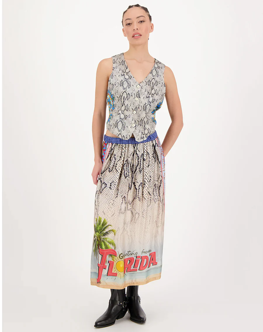 Me369 - Vanessa Printed Midi Skirt - Snake - Image 2