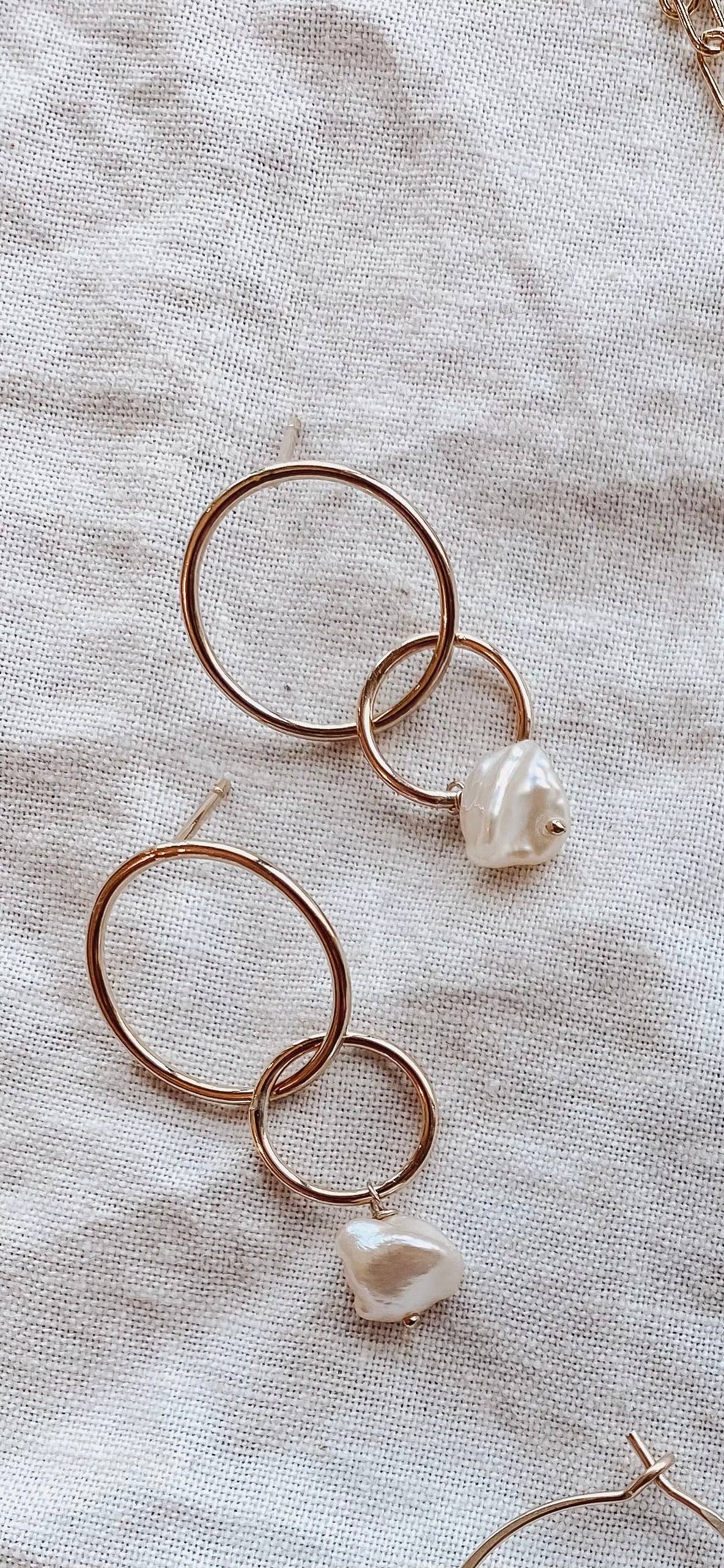 Milk Moon - Open Heart Earrings: Pearl - Image 2