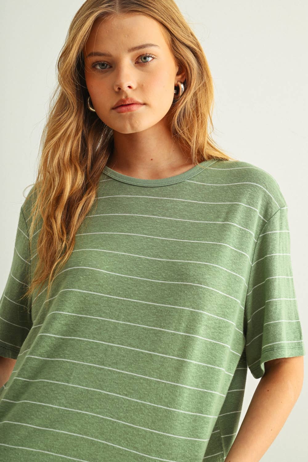 MIOU MUSE - GREEN STRIPE COTTON LINEN TOP - Image 5