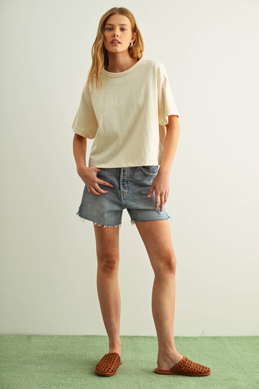 MIOU MUSE - SHORT SLEEVE LINEN KNITTED TOP - Image 4