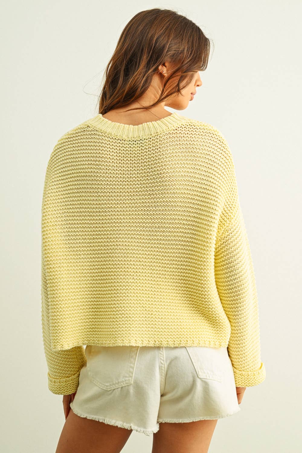 MIOU MUSE - YELLOW ROUND NECK KNITTED SWEATER - Image 4