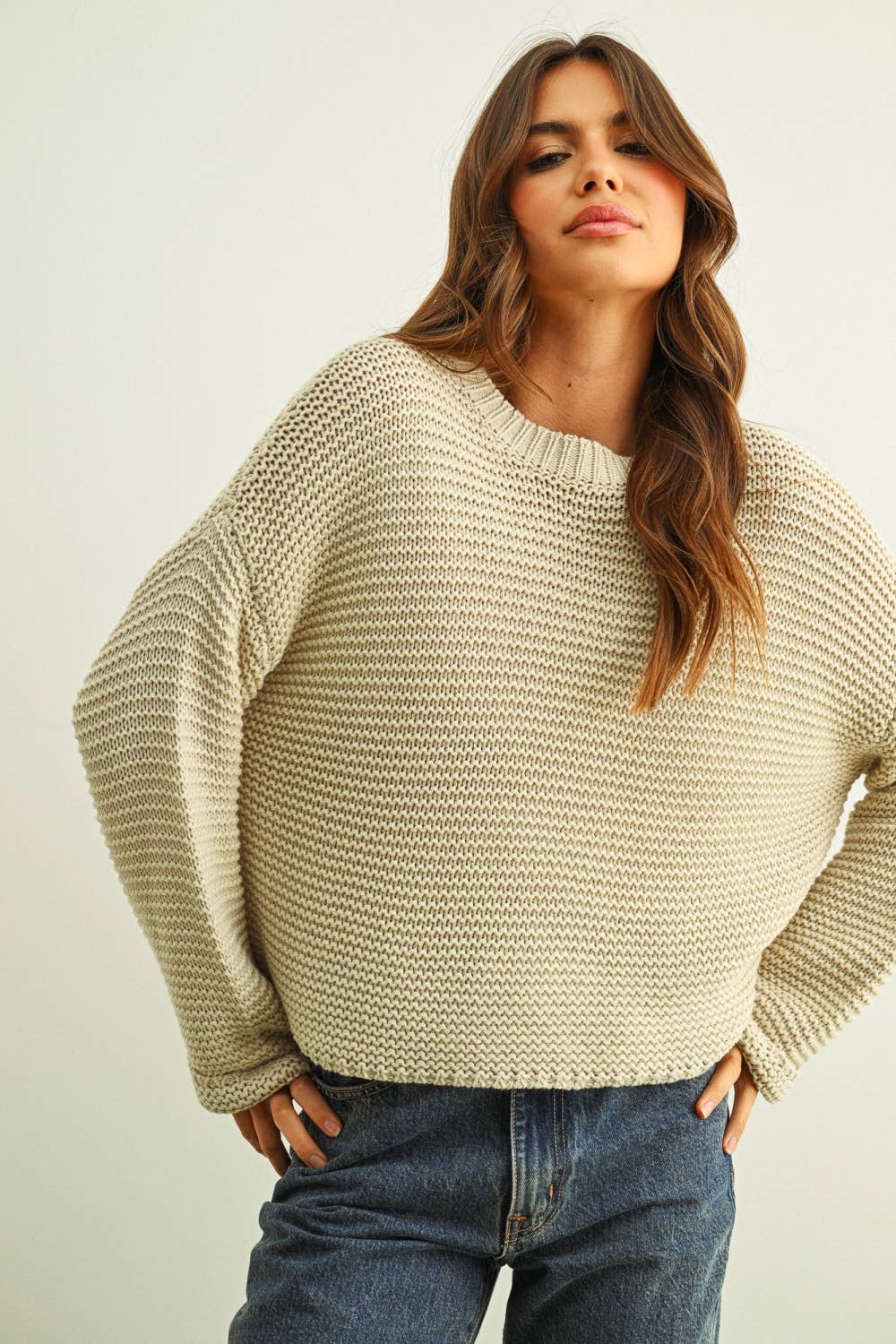 MIOU MUSE - YELLOW ROUND NECK KNITTED SWEATER - Image 6