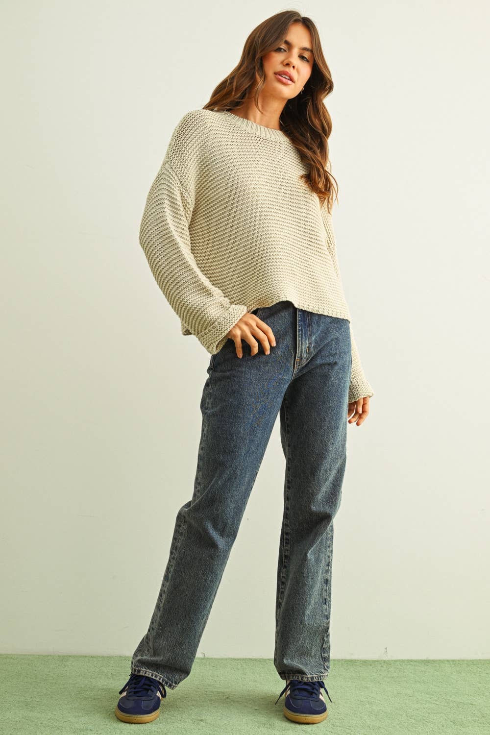 MIOU MUSE - YELLOW ROUND NECK KNITTED SWEATER - Image 9
