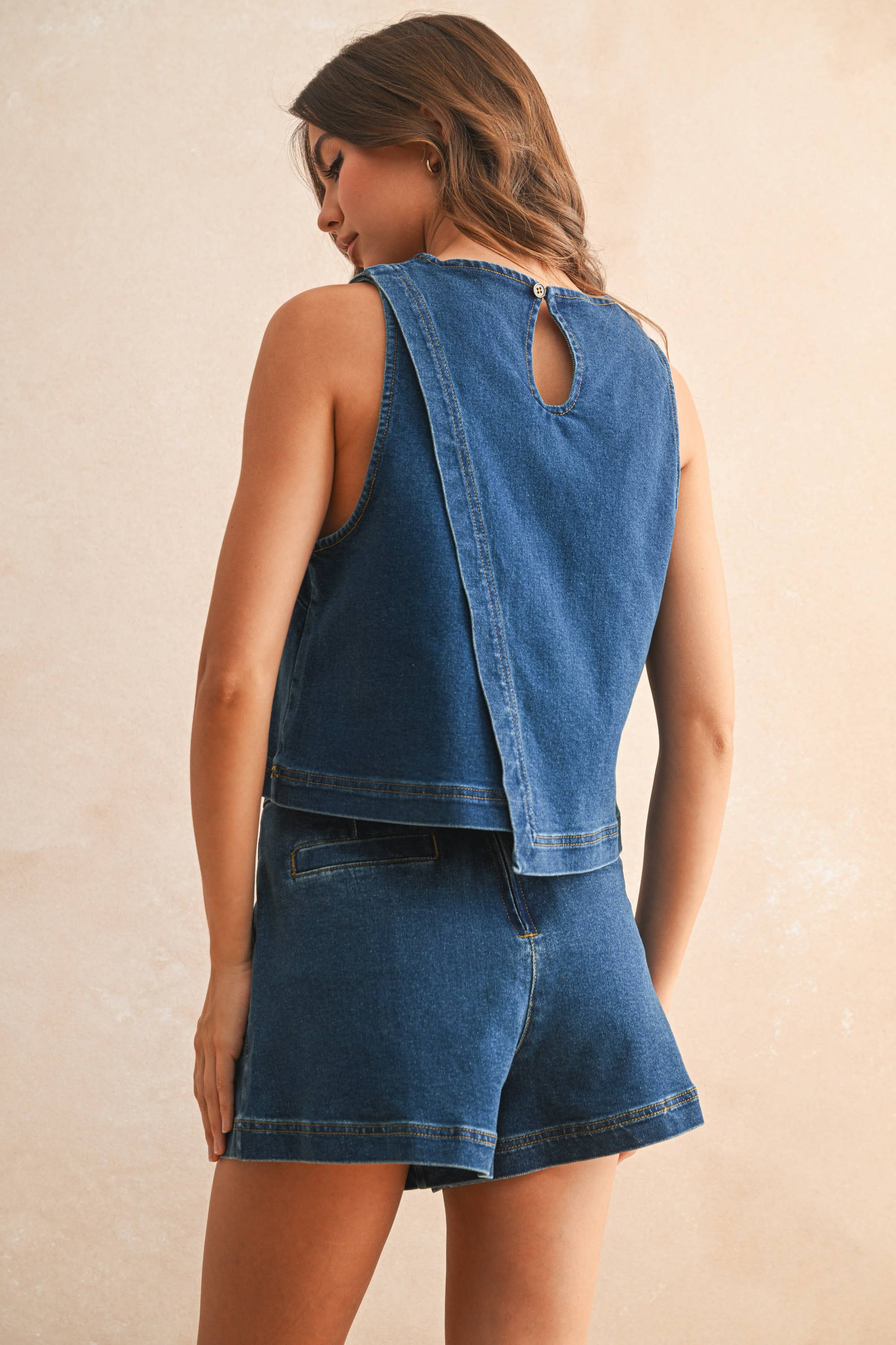 MIOU MUSE - ASYMMETRIC CUT DENIM TOP - Image 3