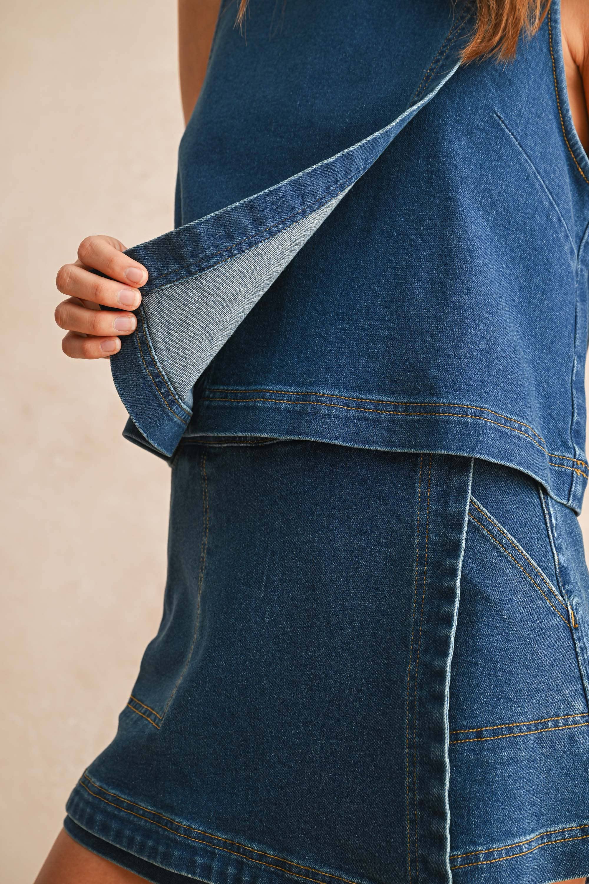 MIOU MUSE - ASYMMETRIC CUT DENIM TOP - Image 5