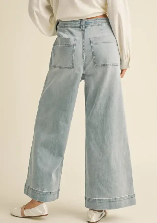 Miou Muse - Washed Denim Pants with Tie - Image 2