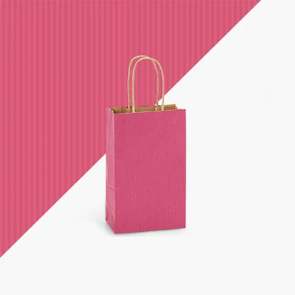 Nashville Wraps - Recycled Shadow Stripe Kraft Paper Retail Shopping Bags: Picket Fence / 100 Pack / Rose 5.5x3.25x8.375" - Image 11