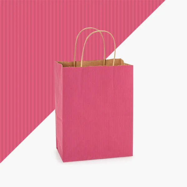 Nashville Wraps - Recycled Shadow Stripe Kraft Paper Retail Shopping Bags: Picket Fence / 100 Pack / Rose 5.5x3.25x8.375" - Image 12
