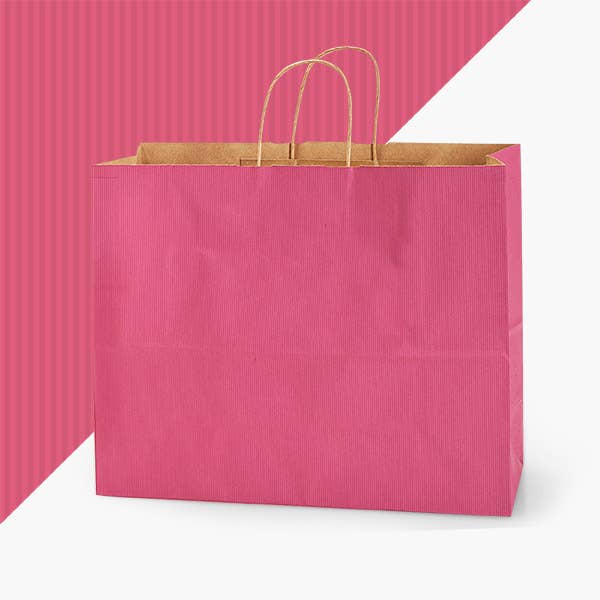 Nashville Wraps - Recycled Shadow Stripe Kraft Paper Retail Shopping Bags: Picket Fence / 100 Pack / Rose 5.5x3.25x8.375" - Image 13