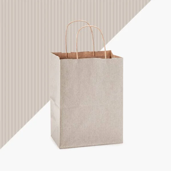 Nashville Wraps - Recycled Shadow Stripe Kraft Paper Retail Shopping Bags: Picket Fence / 100 Pack / Rose 5.5x3.25x8.375" - Image 8