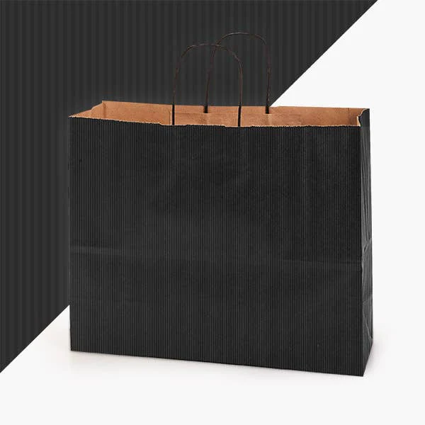 Nashville Wraps - Recycled Shadow Stripe Kraft Paper Retail Shopping Bags: Picket Fence / 25 Pack / Cub 8x4.75x10.5" - Image 23