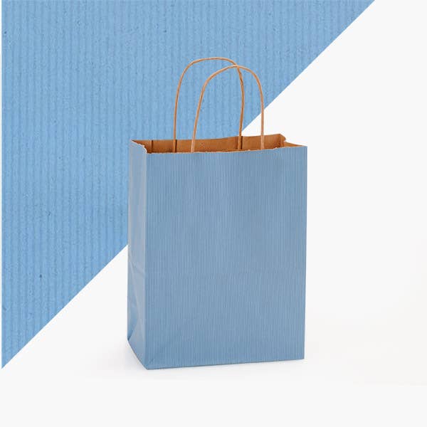 Nashville Wraps - Recycled Shadow Stripe Kraft Paper Retail Shopping Bags: Picket Fence / 25 Pack / Cub 8x4.75x10.5" - Image 5