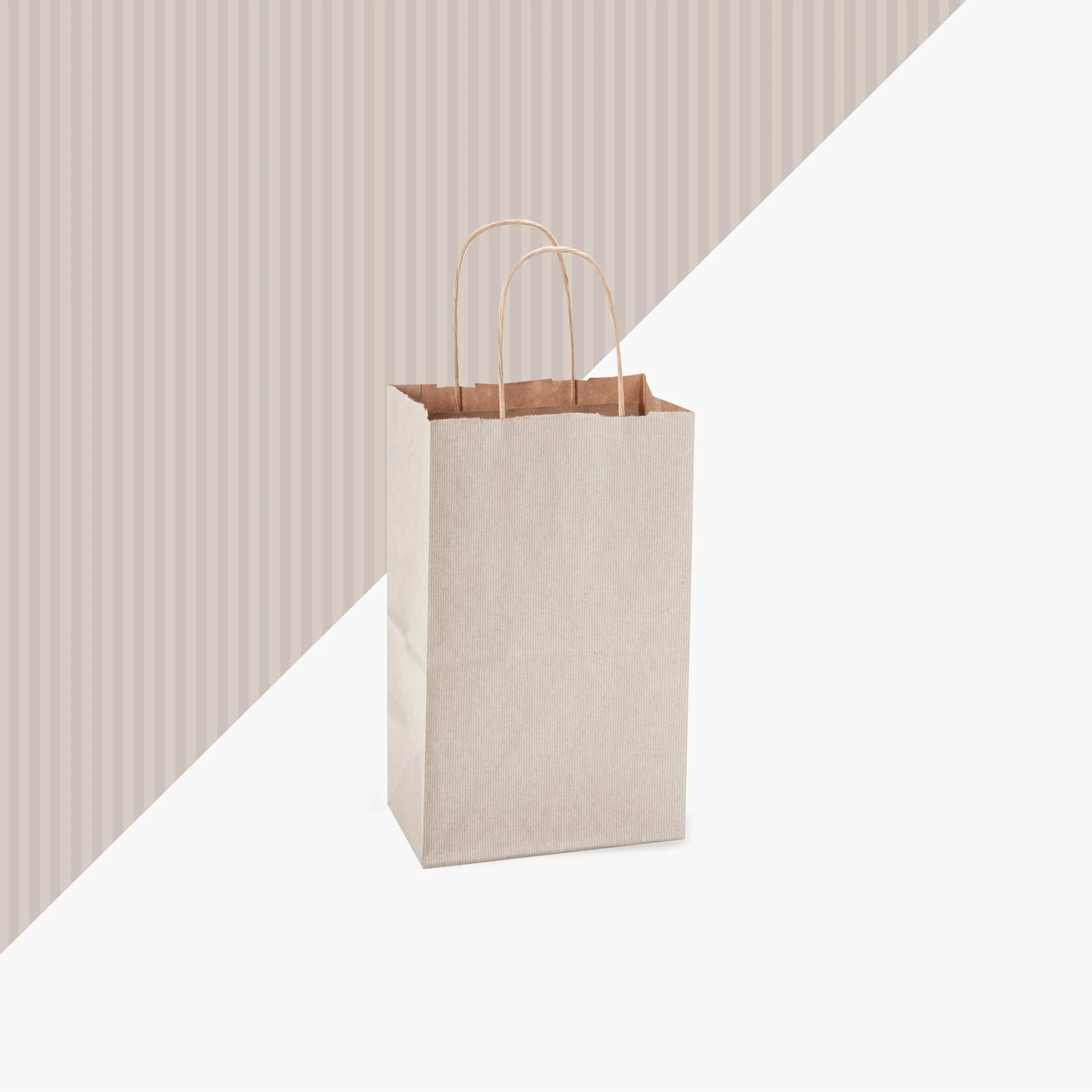 Nashville Wraps - Recycled Shadow Stripe Kraft Paper Retail Shopping Bags: Picket Fence / 25 Pack / Cub 8x4.75x10.5" - Image 8