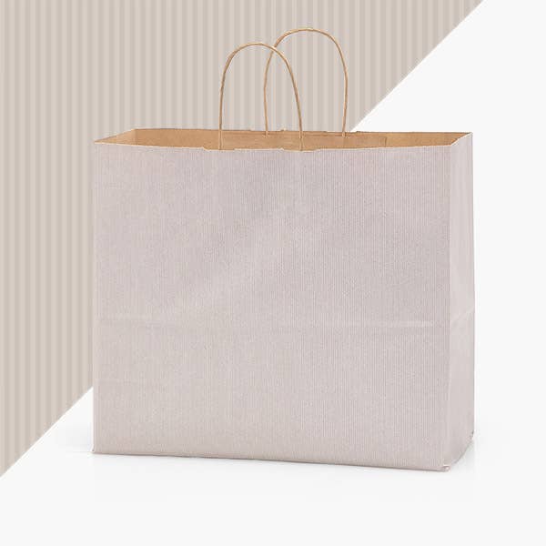 Nashville Wraps - Recycled Shadow Stripe Kraft Paper Retail Shopping Bags: Picket Fence / 25 Pack / Cub 8x4.75x10.5" - Image 9