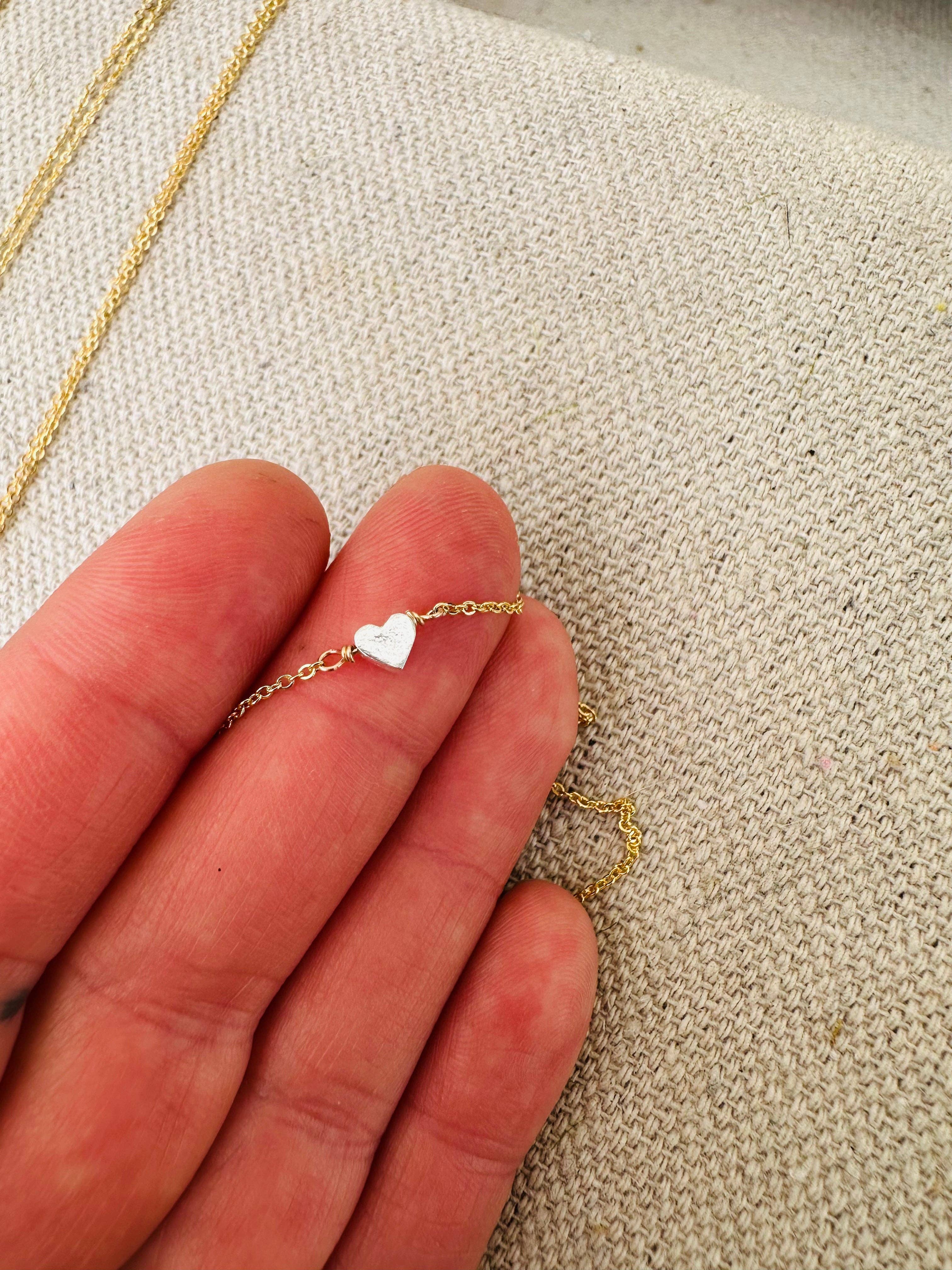 Notions of Lovely - Pixie Heart Necklace - 14k Gold Fill & Fine Silver: 16” - Image 2