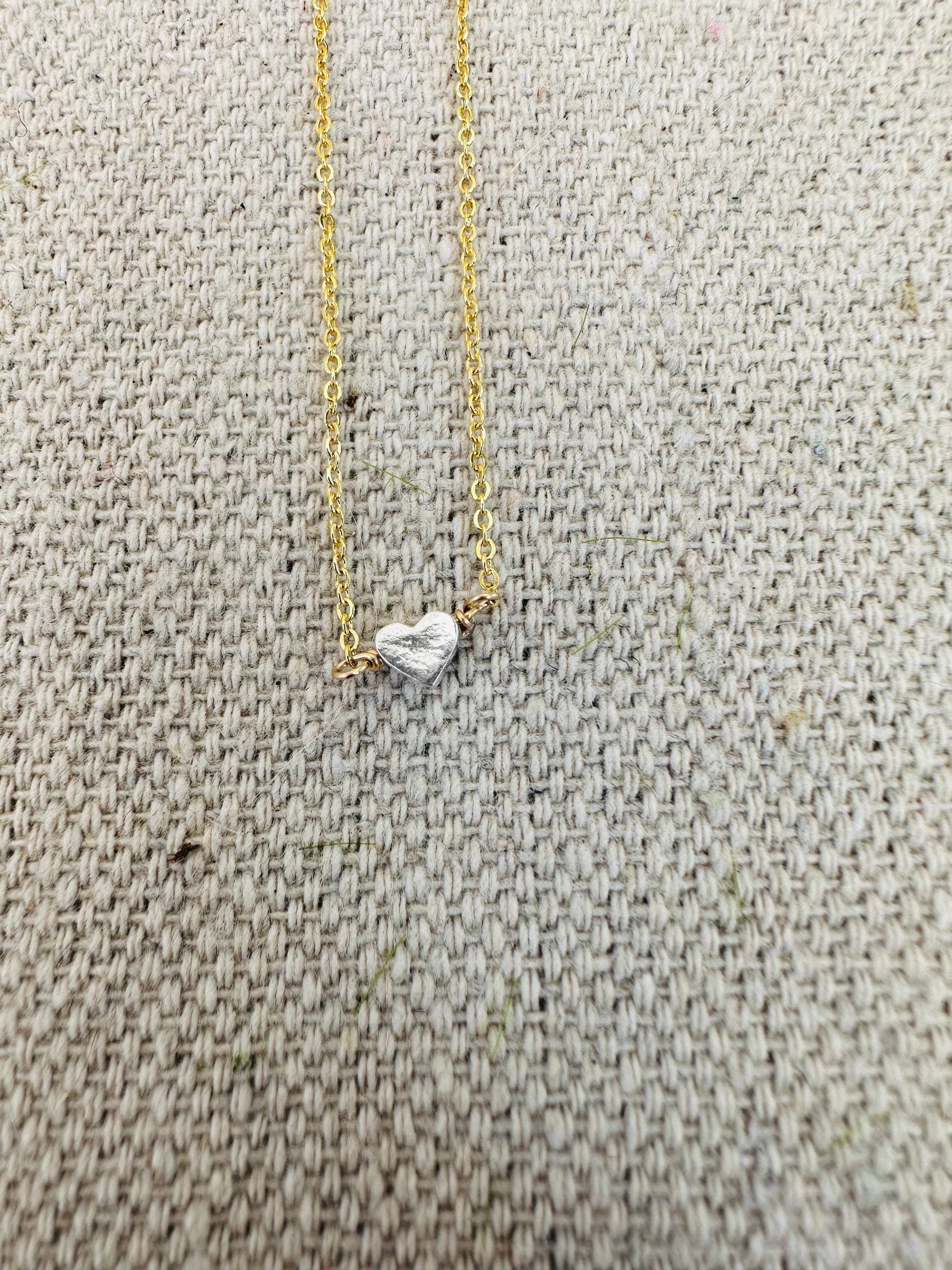 Notions of Lovely - Pixie Heart Necklace - 14k Gold Fill & Fine Silver: 16” - Image 3
