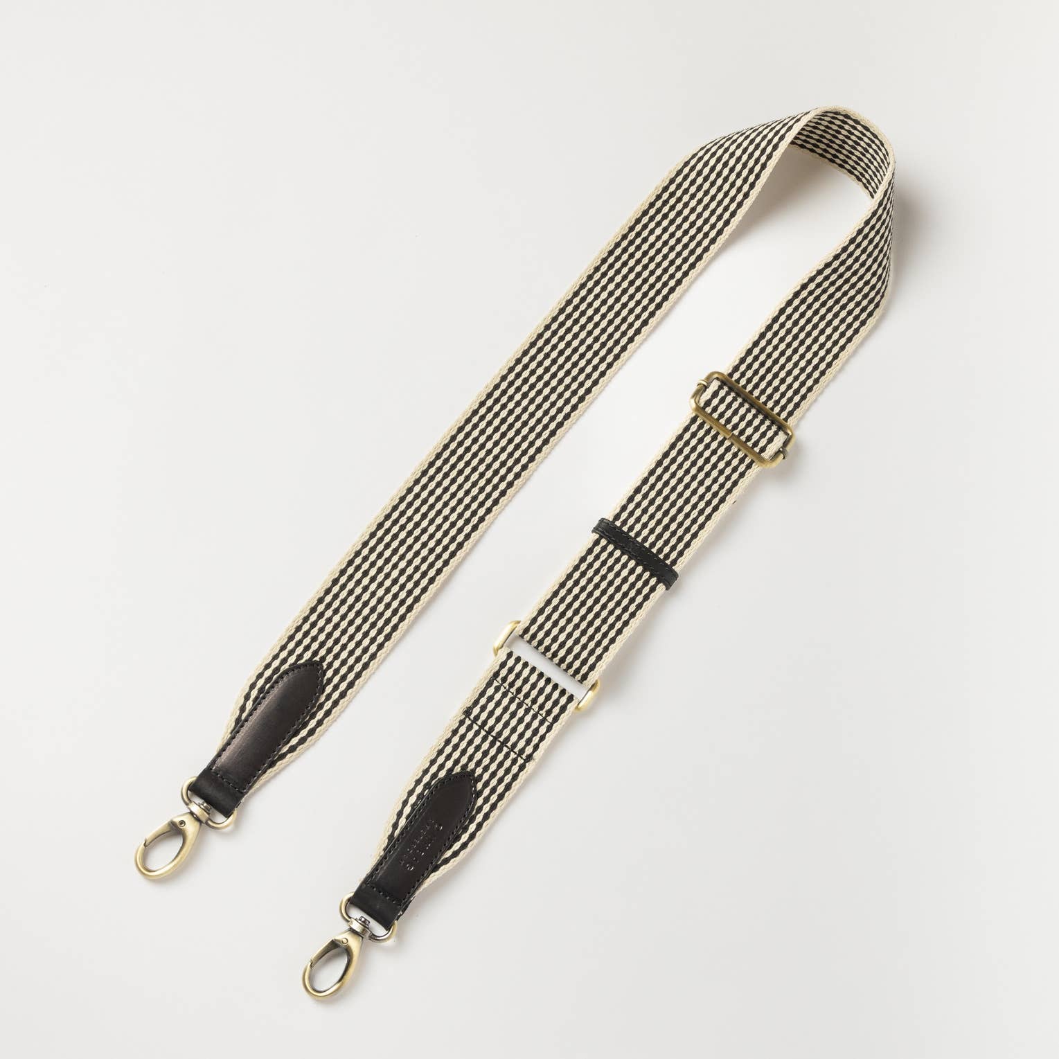 O My Bag - Checkered Webbing Strap - Black Leather - Image 2