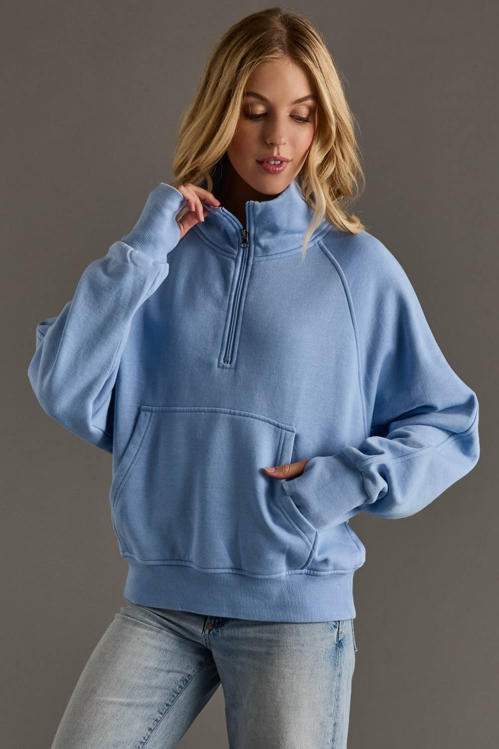 Panache Apparel Co. - Blue Quarter Zip Sweatshirt - Image 2
