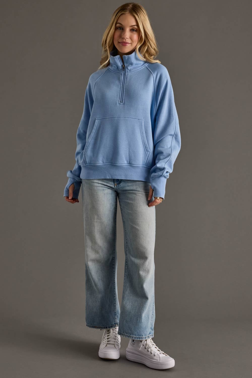 Panache Apparel Co. - Blue Quarter Zip Sweatshirt - Image 3