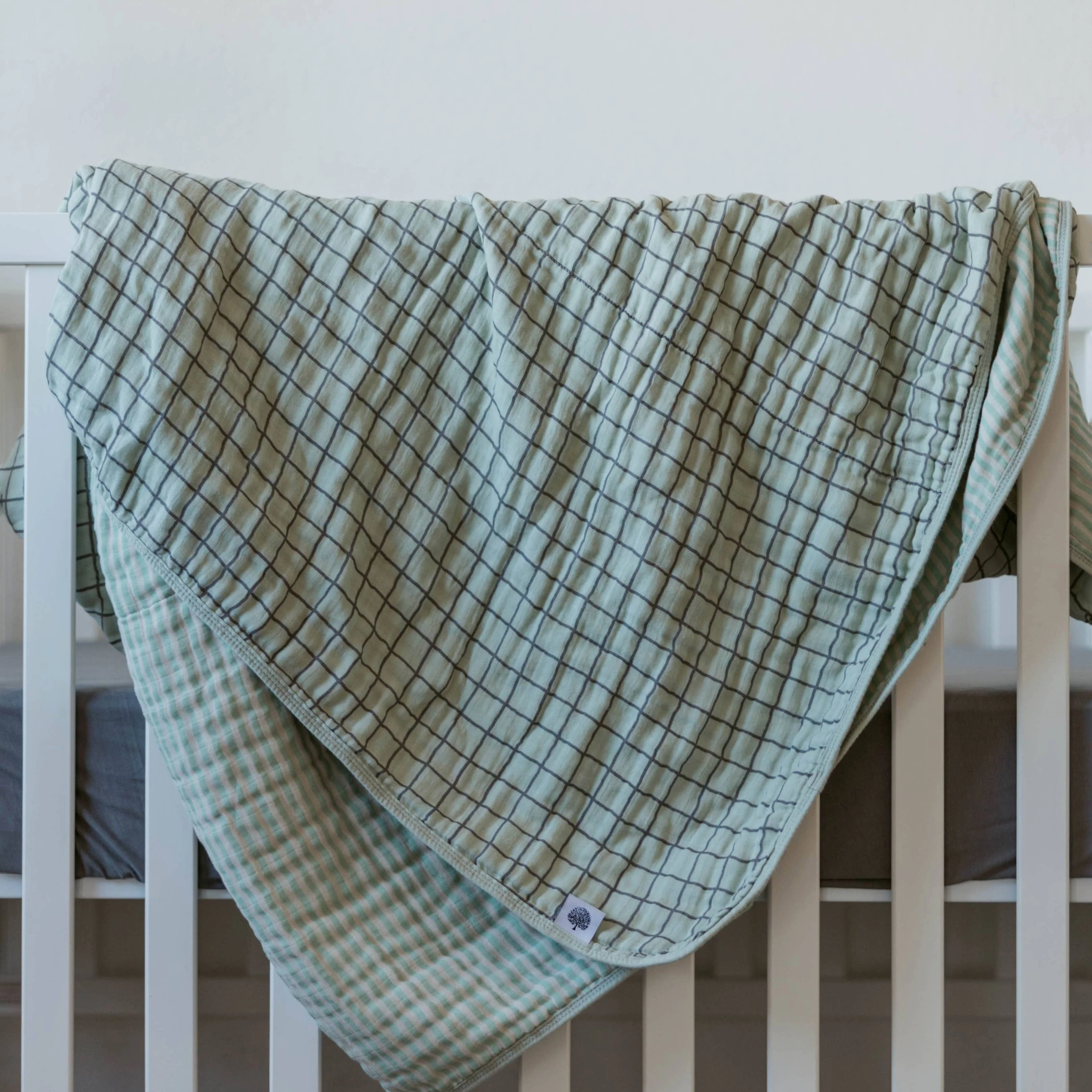Parker Baby Co. - Sage Windowpane Quilt - Image 2
