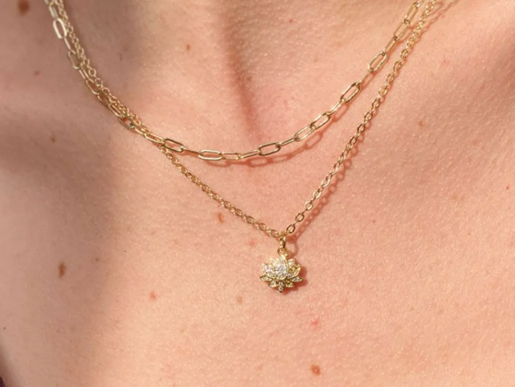Rachel Nathan Pave Lotus Necklace - Image 2