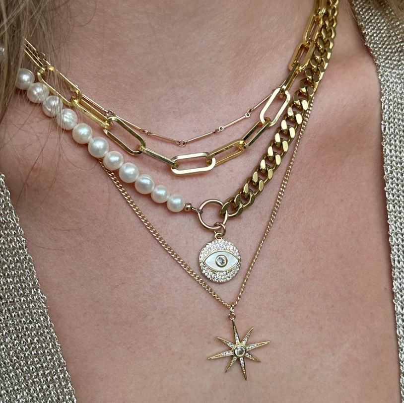 Rachel Nathan Pearl and Mother of Pearl Eye Necklace - Image 3