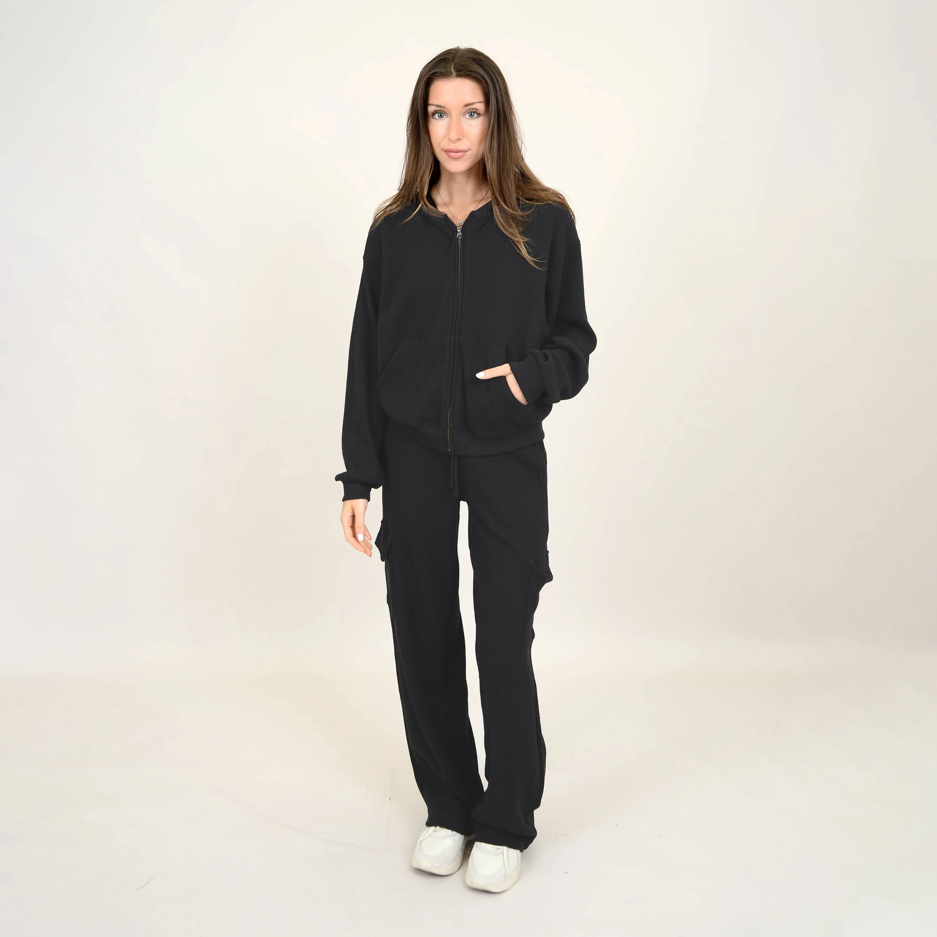 RD Style - HAIDELYN WAFFLE ZIP UP HOODIE - Image 2