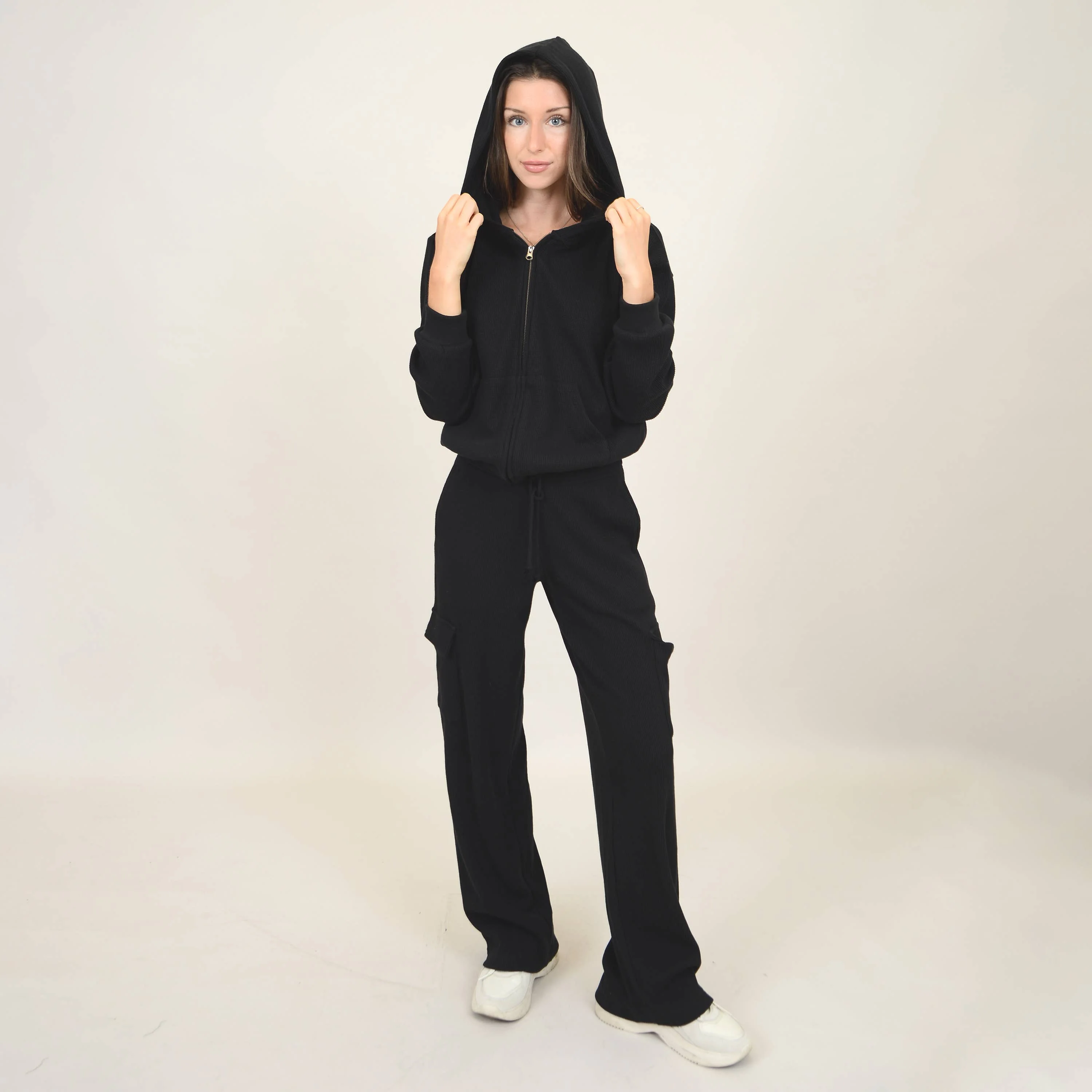 RD Style - HAIDELYN WAFFLE ZIP UP HOODIE - Image 3