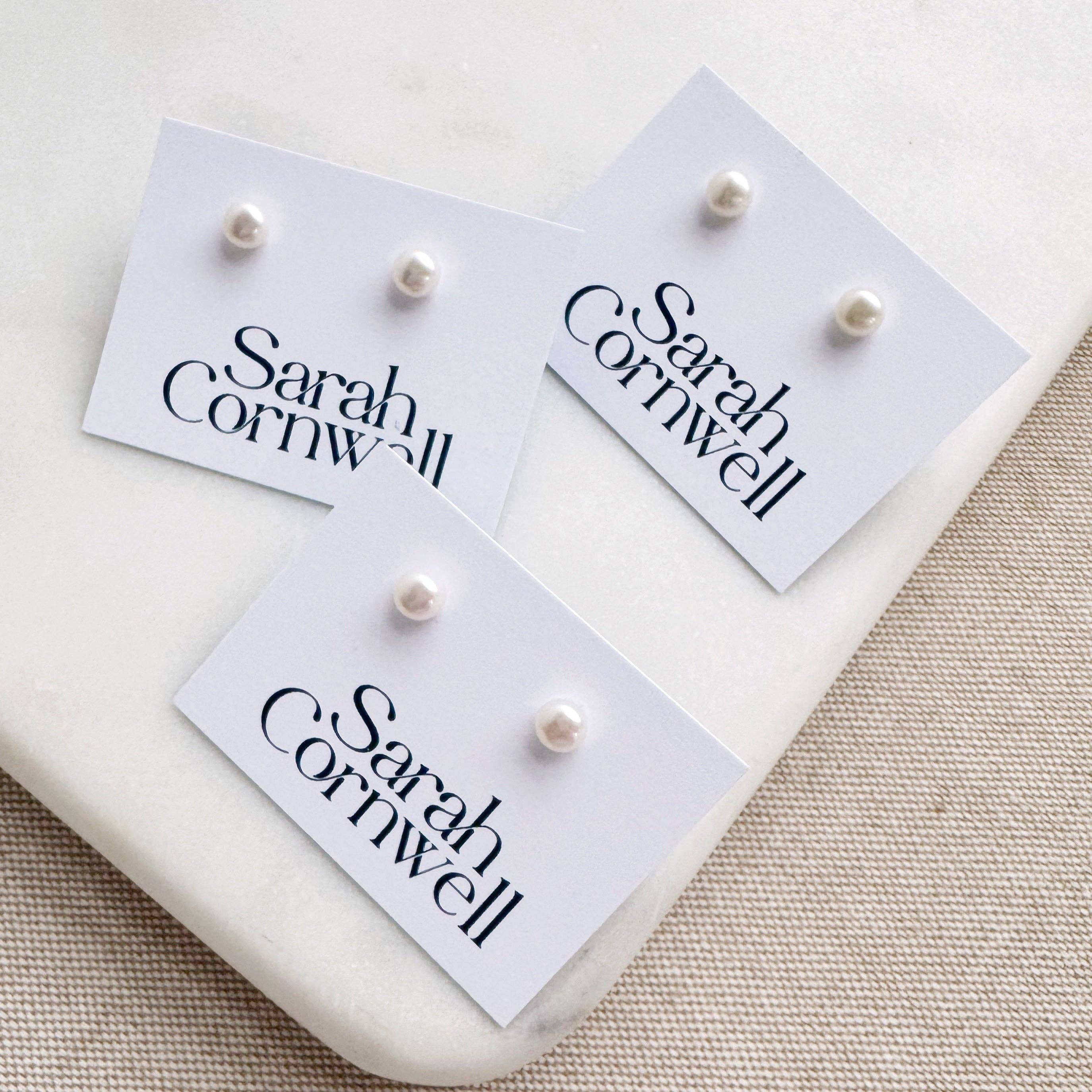 Sarah Cornwell - White Pearl Studs: 3-3.5mm - Image 6