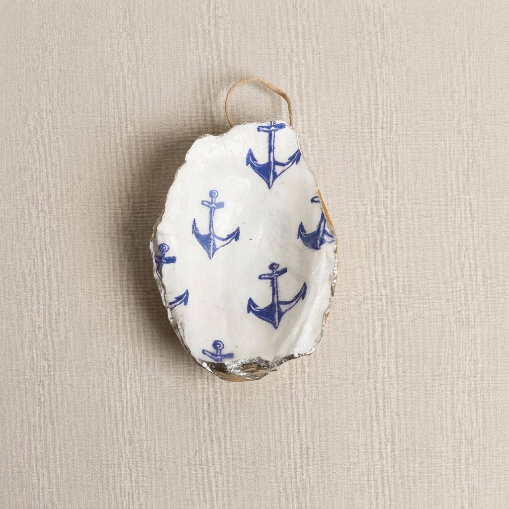 Navy Anchor Oyster Ornament - Image 2